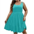 thumbnail image 2 of ITSAME Women's Plus Size Dress, Crew Neck Sleeveless Loose Solid Color Summer Flowy Tiered Dresses Sky Blue 3XL, 2 of 7