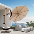 thumbnail image 3 of Grand Patio 10 ft Offset Patio Umbrella, Cantilever Umbrella with Crank & Dual Tilt, Faux Wood Grain Aluminum Large Umbrella, Champagne, 3 of 11