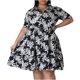 thumbnail image 1 of Puntoco Vestido De Manga Corta Con Cuello En V, Vestido Bohemio Informal De Talla Grande Con Cuello En V, Liso Y Estampado, De Manga Corta, Vestido Con Vuelo, Negro Xxxxl, 1 of 6