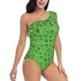 thumbnail image 3 of Sikiie St Patrick's Day Print Women One Piece Swimsuits Tummy Control One Shoulder Bathing Suits Ruffle Swimwear, From S to XXL-XX-Large, 3 of 6