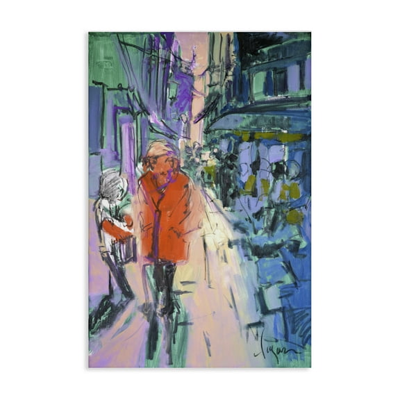 Stupell Industries Strolling City Streets People Painting Wrapped Canvas Art Print Wall Art, 16 x 24
