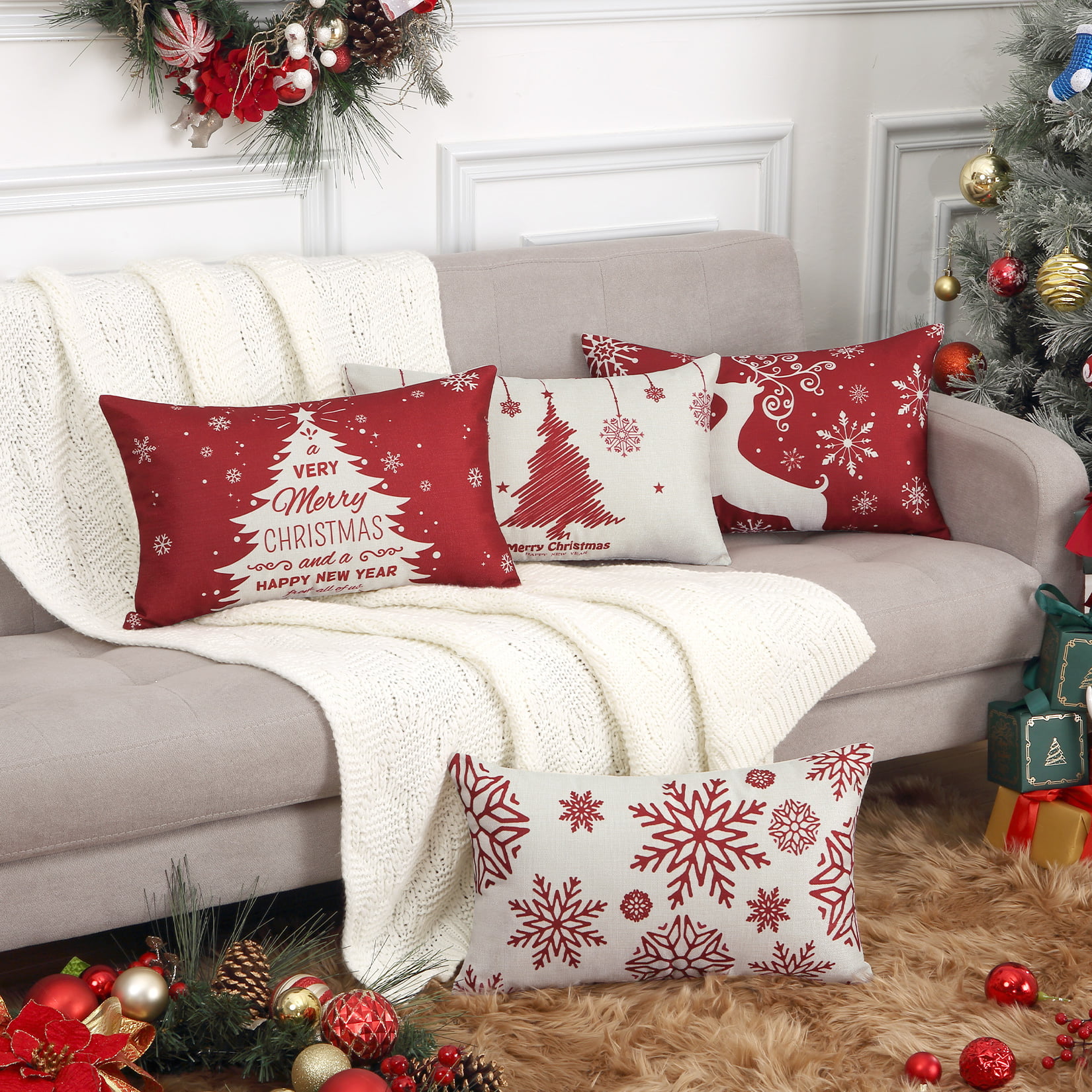 The Holiday Aisle® Christmas Pillow Covers 12X20 Set Of 4 For