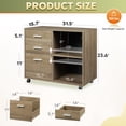 thumbnail image 3 of GALAXHERO 3 Drawer File Cabinet, Mobile Lateral Office Cabinet with Printer Stand & Open Shelves for Home Office, Gray Oak, 3 of 7