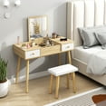 thumbnail image 2 of HOMCOM Ensemble de Coiffeuse avec Miroir Rabattable et Tabouret Rembourré, 2 of 10