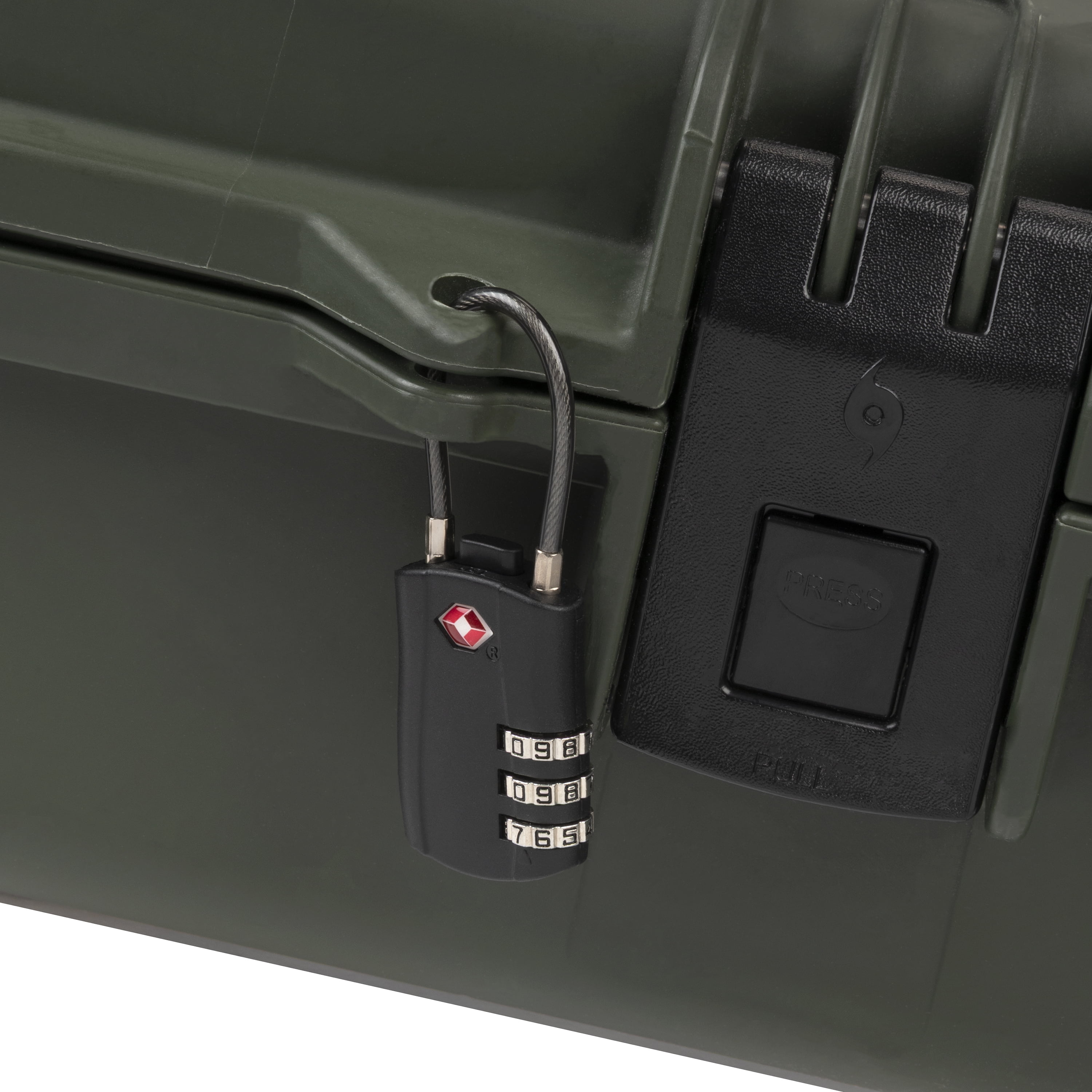 Allen Company TSA Lock with Combination, Black Steel Cable Lock, 1.25" Cable, 3 Wheel Combination