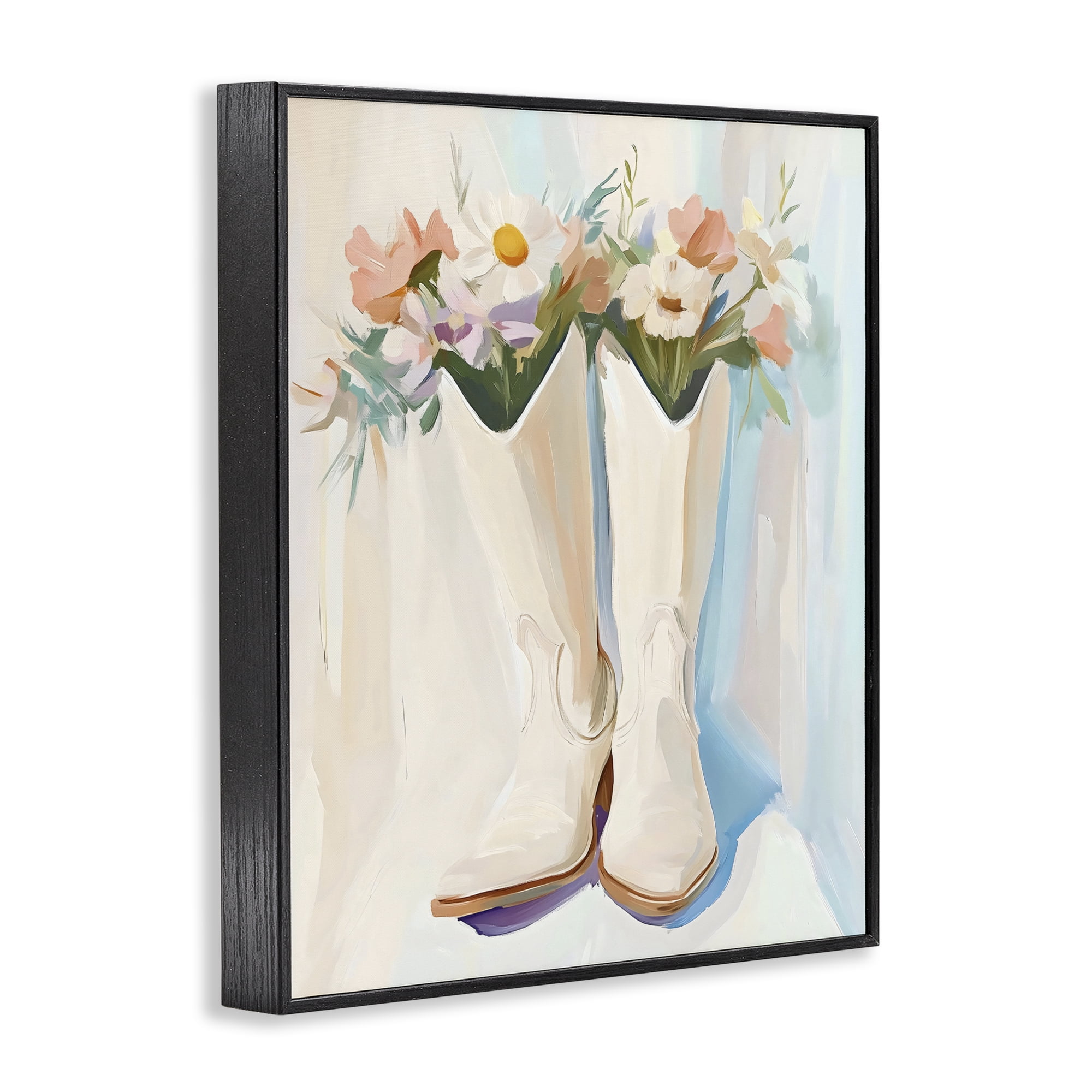 Stupell Industries Floral White Cowgirl Boots Black Framed Giclee Art, design by The Prints Vibe