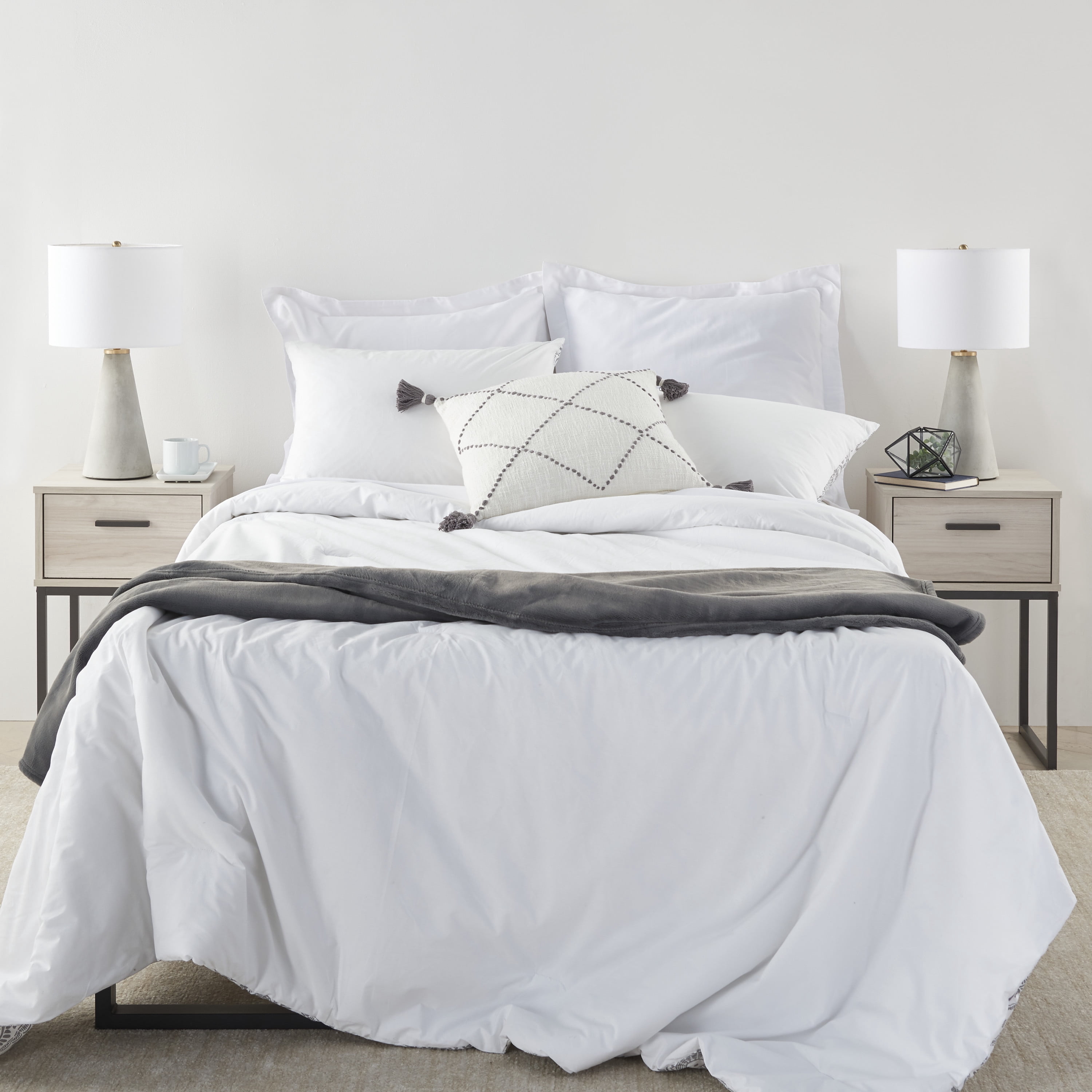 Nourison 22" Light Grey Natural Concrete Table Lamp, Modern, Contemporary, Industrial, Transitional for Bedroom, Living Room, Office, Side Table, Coffee Table