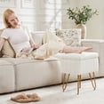 thumbnail image 6 of Parcus Faux Fur Vanity Stool with Storage, 16"L x 12.2"W x 18.9"H, Makeup Ottoman Chair with Padded Seat, 4 Metal Legs & Adjustable Anti-Slip Feet, 6 of 10