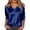 Dark Blue #016, variant on 3/4 Sleeve Tops for Women Satin Slik Summer V Neck Shirts Fashion Solid Vacation Blouse, Red 2XL
