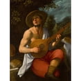 thumbnail image 2 of Astolfo Petrazzi 12x14 Black Ornate Wood Framed Double Matted Museum Art Print Titled: A Shepherd Playing the Cetera, 2 of 5