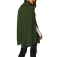 thumbnail image 3 of INSPIRE CHIC Women's Turtleneck Fashion Chunky Knit Cape Sweater XL Army Green, 3 of 6