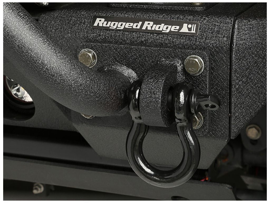 Rugged Ridge by RealTruck D-Ring Shackle Kit | D-Ring Shackle Kit, 1", Black, Steel, Pair | 11235.06