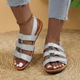 thumbnail image 5 of Women’s Flat Sandals, Soft Straps Slip-on Open Toe Light Weight Elastic Slingback Comfort Casual Walking Sandals Silver 9.5, 5 of 7