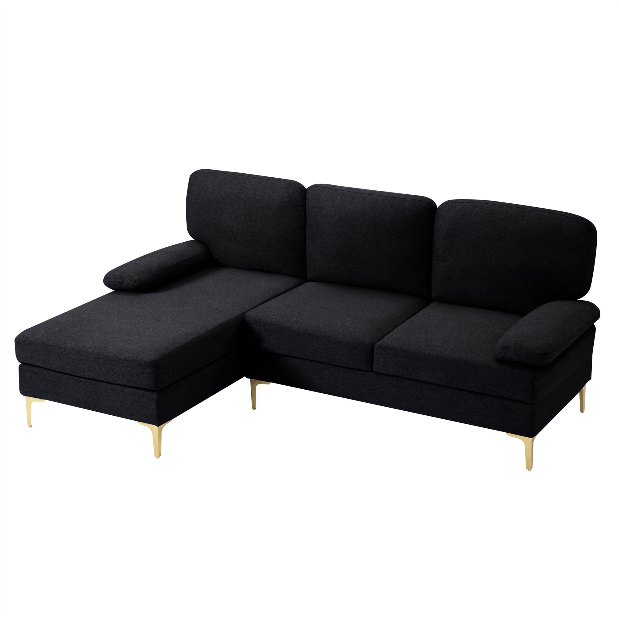 Aukfa Sectional Sofa, L Shaped Couch with Left Facing Chaise for Living Room, Apartment, Black