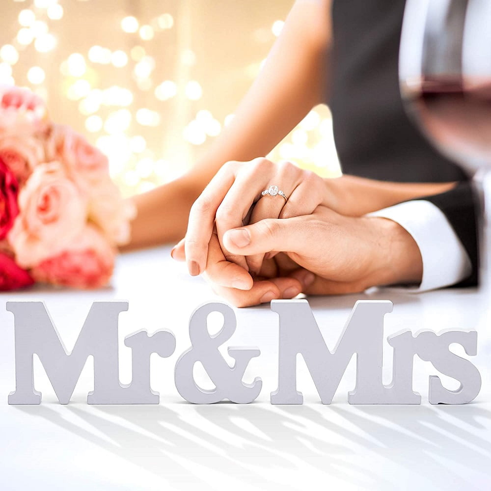 Clearance Mr & Mrs White Wooden Decorative Wedding Letters