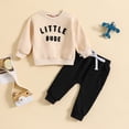 thumbnail image 3 of Quealent Baby Boy Outfits Baby Boy Fall Clothes Toddler Baby Boy Football Outfit Embroidery Sweatshirt Football Long Pants Fall Clothes Beige,2-3 Years, 3 of 5