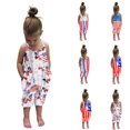 thumbnail image 3 of Rompers for Girls Eye Catching Patriotic Style Print Sleeveless Square Neck Girls Strap Backless Romper Holiday Vacation Outfit, 3 of 9