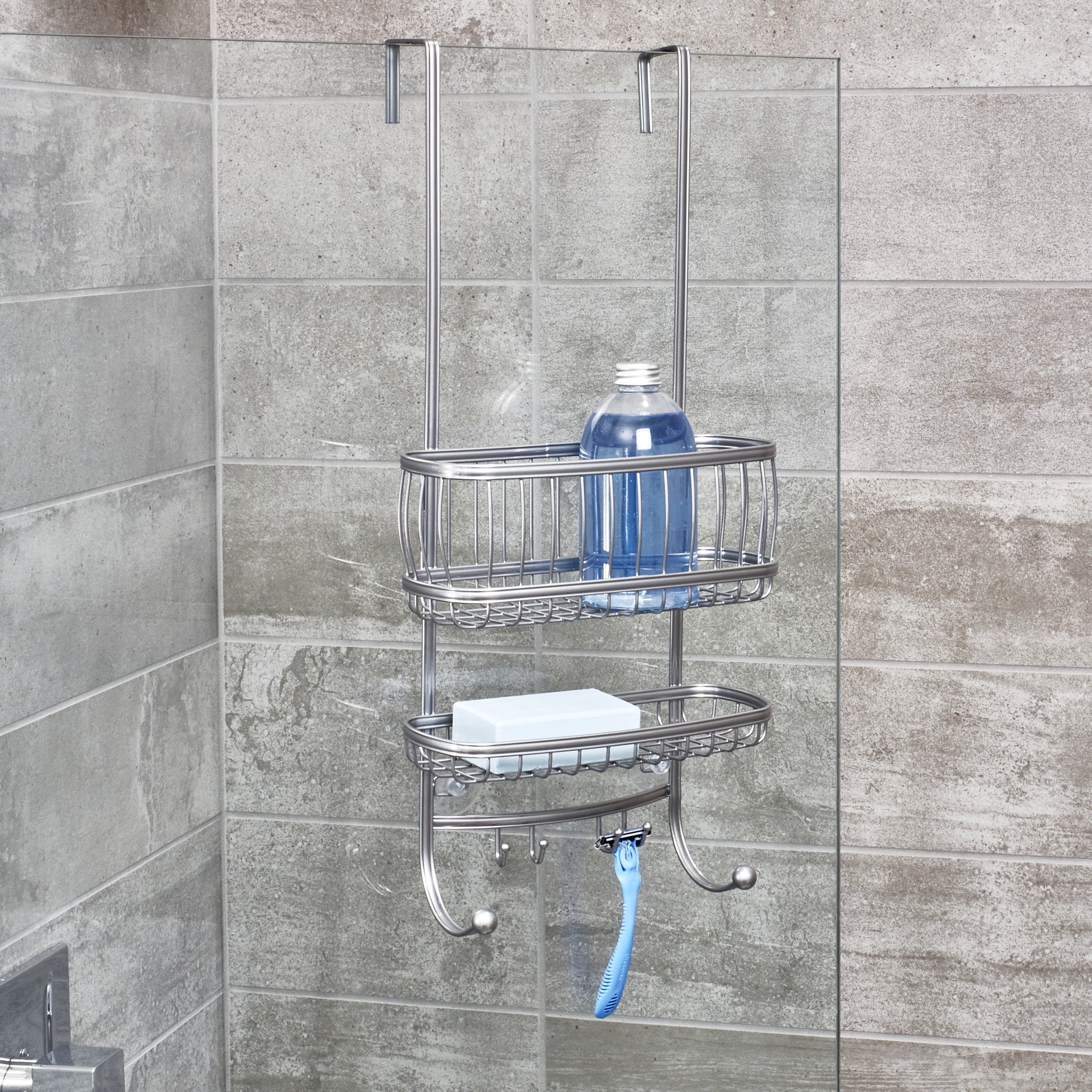 InterDesign York OvertheShower Door Shower Caddy, Silver