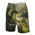 thumbnail image 2 of Yiaed Deep Forest Stone Green Dragon Print Men's Swim Trunks with Lining Quick Dry Sports Shorts Beach Shorts Boardshorts-XX-Large, 2 of 5