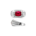 thumbnail image 4 of Gem & Harmony Mens 3.75 Carat (Ctw) Lab Created Ruby Ring in Sterling Silver for Men, 4 of 6