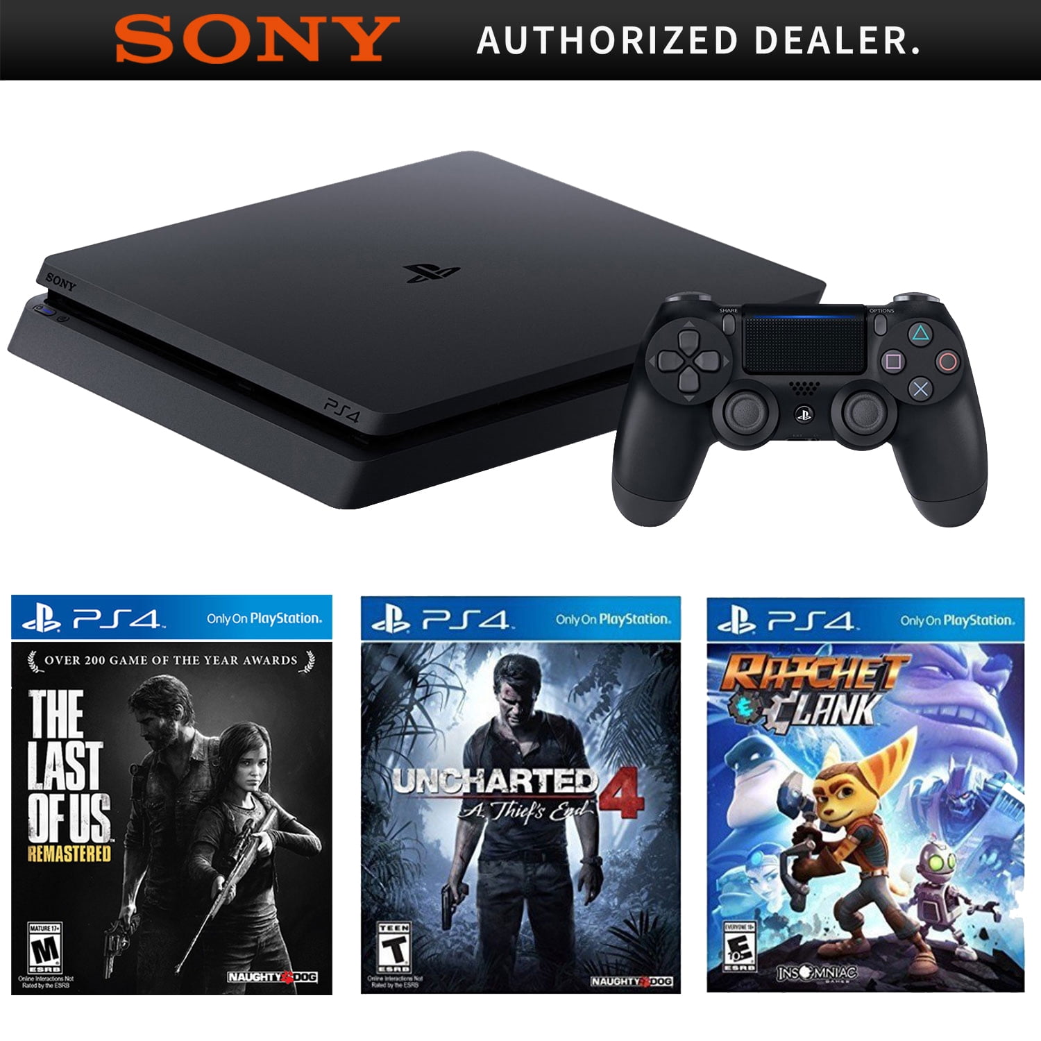 Sony Playstation 4 Slim Cuh 2215b 1tb Core With Starter Pack Bundle Jet Black Walmart Com Walmart Com