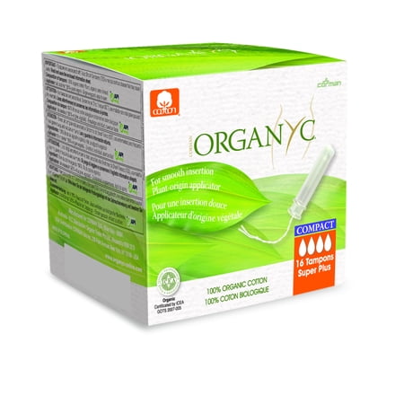 Organyc 100% Certified Organic Cotton Tampons with Organic-Based Compact Applicator, Super Plus 16