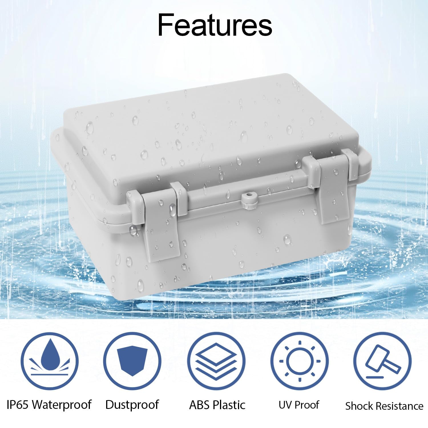 Junction Box, ABS Plastic, IP65 Waterproof Dustproof Universal Electrical Enclosure, Hinged Shell Outdoor and Indoor Usage Project Box, 5.9"x 3.9"x 2.8"(150x100x70mm), Grey
