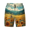 thumbnail image 4 of Lsque Mens Swim Trunks Field Style Bicycle Young Sunflower Pattern - Bathing Suit Compression Liner - Beach Swim Shorts Swimwear - (S-3XL) - Stretch Quick Dry -3X-Large, 4 of 9