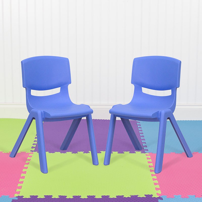 2 Pack Blue Plastic Stackable School Chair with 12"H Seat, Preschool