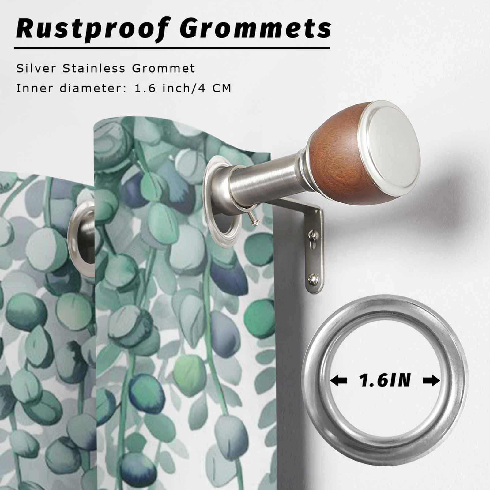 Outdoor Curtains for Patio Waterproof, Teal Green Eucalyptus Leaves Outdoor Privacy Panels Grommet, Spring Plants Leaves Country Blackout Outside Curtains for Porch/Cabana 54"x108", 1 Panel