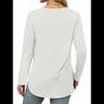 thumbnail image 4 of Camisa de Larga con Cuello Redondo para Mujer, Básica, Holgada, Informal Lechoso XL, 4 of 5