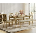 thumbnail image 2 of 6 Piece Dining Table Set for 6-8 People - Includes One Dining Table, One Upholstered Bench, 4 Cross Back Dining Chairs, Rustic Dining Set for Kitchen, Oak, 2 of 10