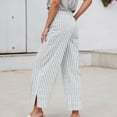 thumbnail image 2 of DHFJKG Women's Wide Leg Pants Striped Loose Fit High Waisted Casual Drawstring Side Slit Palazzo Summer Beach Comfy Trousers, 2 of 4