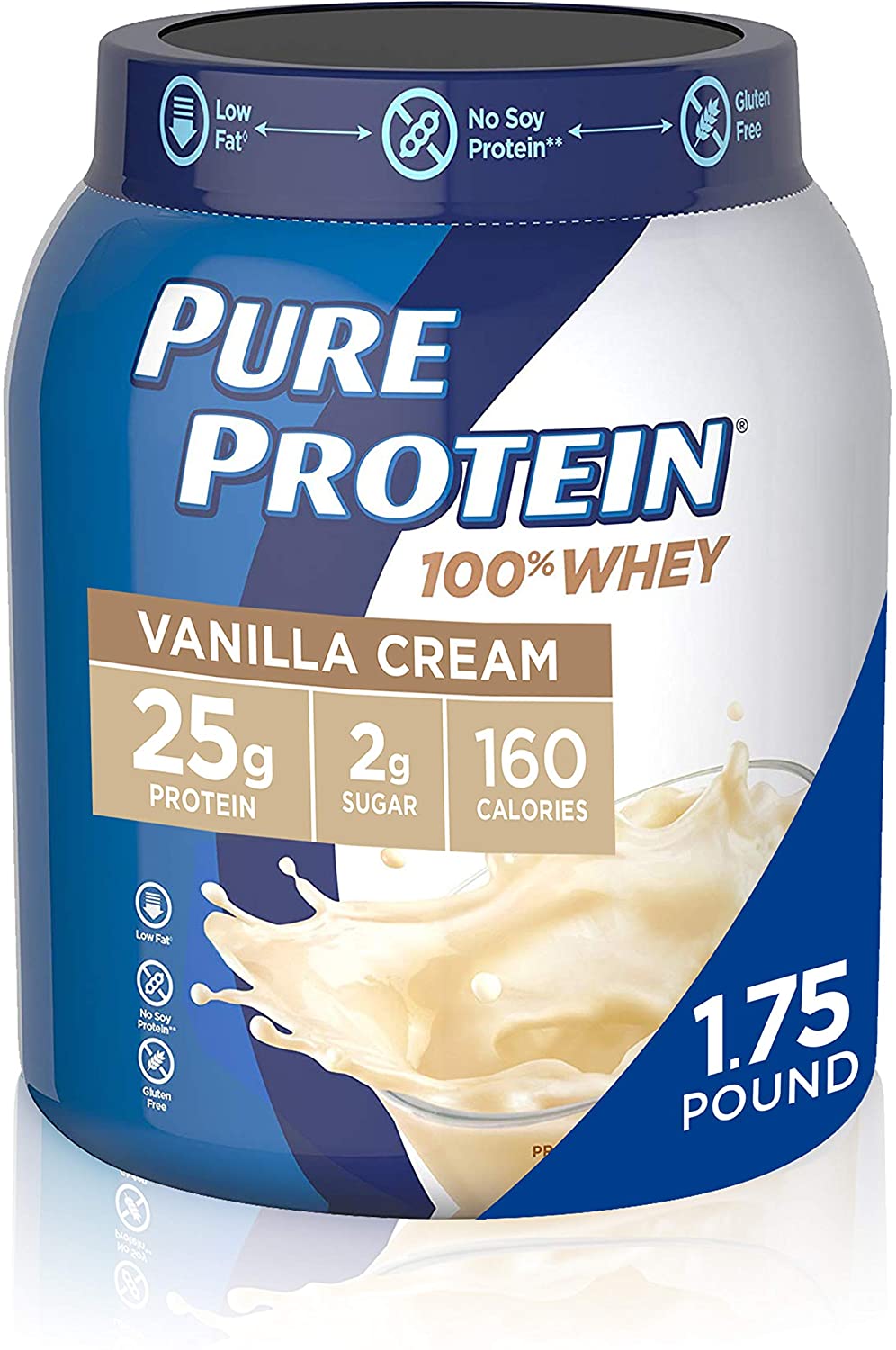 Whey Protein Powder by Pure Protein, Gluten Free, Vanilla Cream, 1.75