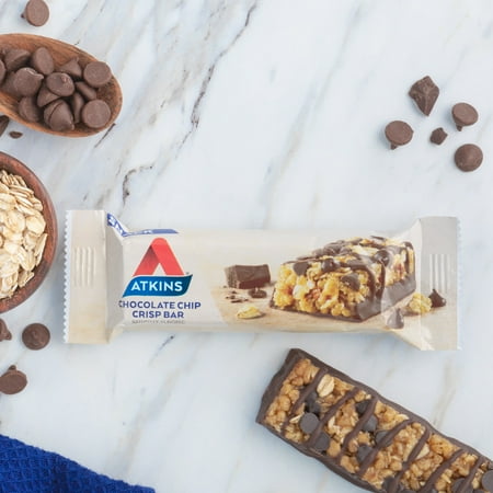 Atkins Snack Bar, Chocolate Chip Crisp Bar, Keto Friendly, 5 Count