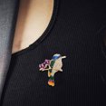 thumbnail image 4 of VERDANVERSE Crystal Rhinestone Magpie Brooch with Enamel Alloy Flower for Clothing Decoration, 4 of 6