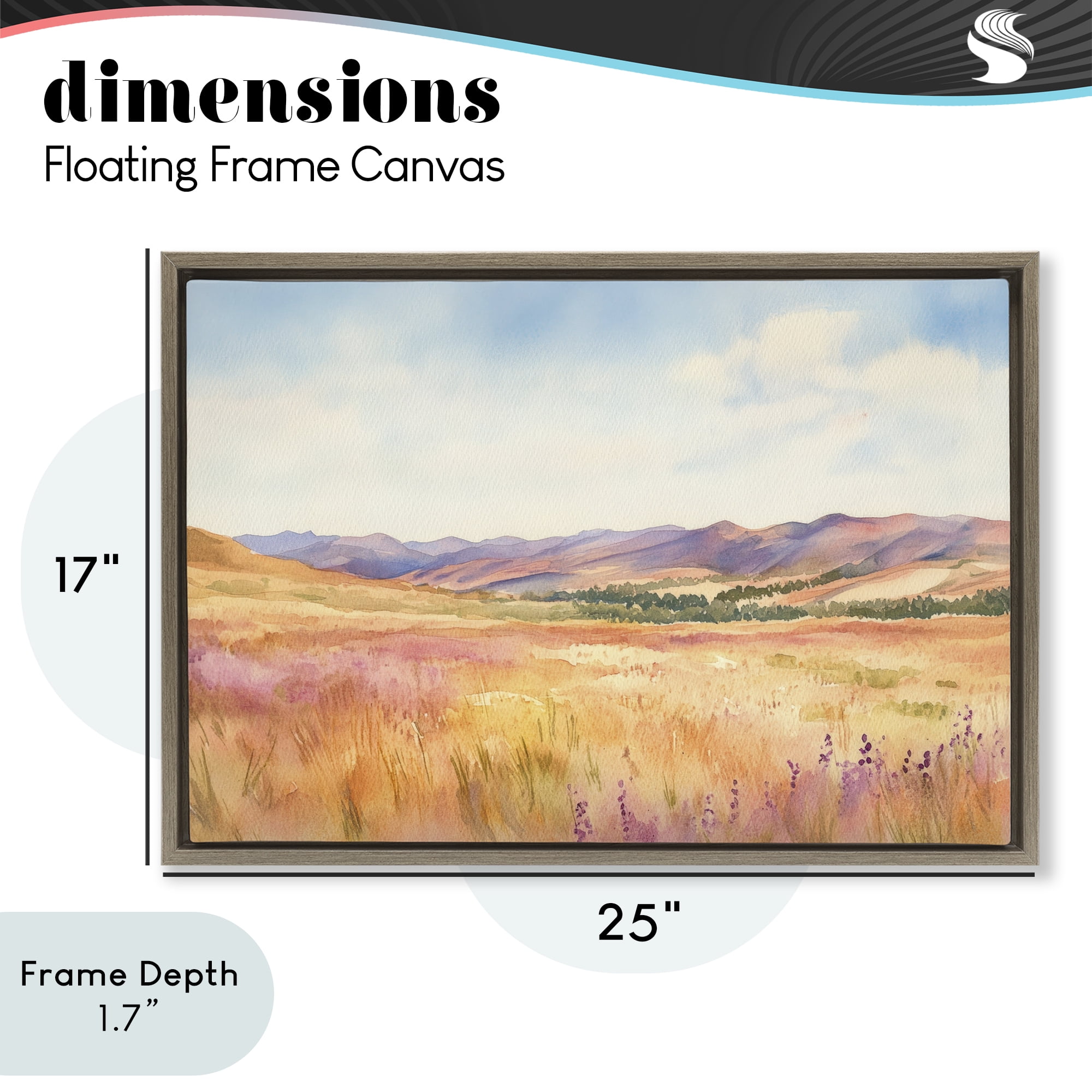 Stupell Industries Pastel Valley Panorama Brown Framed Floater Canvas Wall Art, design by Petal Prints Design