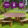 thumbnail image 4 of Sorfey Round Picnic Table Cover Checkered Fitted Tablecloth, Burgundy 48" x 48", 4 of 6