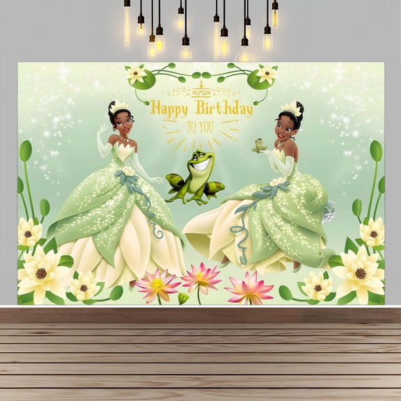 Tiana Happy Birthday Anime Cartoon Theme Backdrops Banner Birthday Party Decor Supplies(5x3ft)