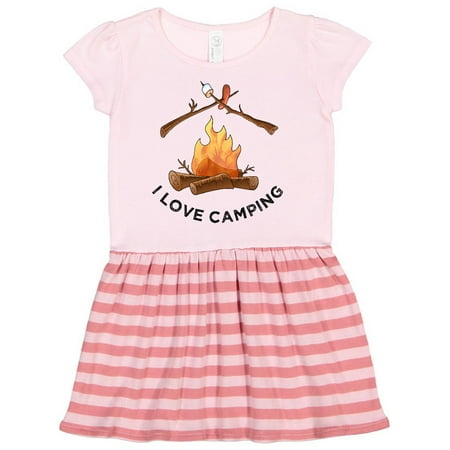 

Inktastic I Love Camping campfire with marshmallow and hot dog Gift Toddler Girl Dress