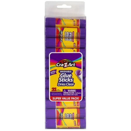 Cra-Z-Art 21 Count School Quality Glue Sticks, Disappearing Purple