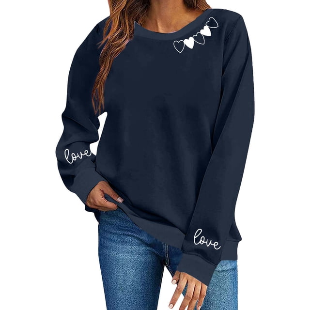 RXMEKW Chandail à Capuchon à Manches Longues pour Femmes, Mode Printemps et Hiver, Col Rond Imprimé, Sans Capuche