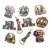 10 Pack Multicolor Bundle NYC Metal Refrigerator Fridge Magnets New York Souvenir Empire State Building, Skylines, Statue of Liberty, Big Apple, USA Flag, Fridge Magnet Bottle Opener (Color May Vary)