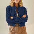 thumbnail image 3 of ClodeEU Women Cropped Jacket,Button Down Long Sleeve Jackets with Pockets,Fashion Casual Jackets Fall OutfitsTrendy Dark Blue,Womens Plus L, 3 of 8