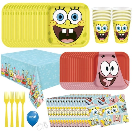SpongeBob Birthday Party Supplies Bundle SpongeBob Plates SpongeBob Napkins SpongeBob Tablecover SpongeBob Balloons SpongeBob Tableware SpongeBob Decorations Table Set for 16