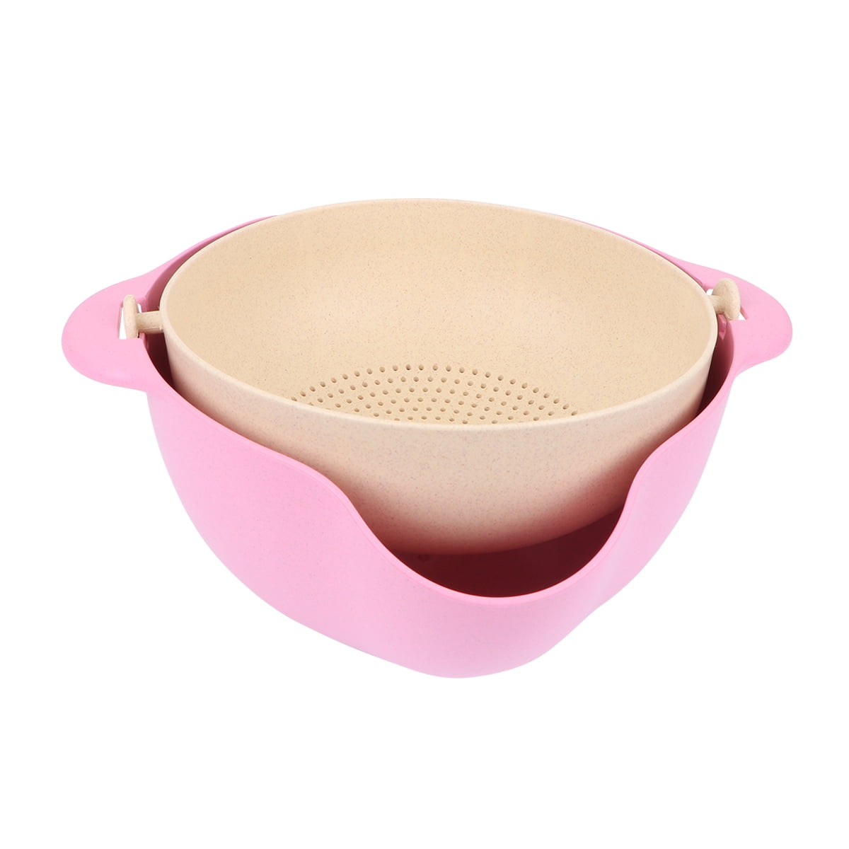 Doublelayer Drain Basket Multifunction Rice Sieve Rotating Kitchen
