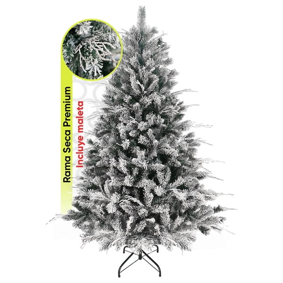 Árbol de Navidad Nevado Norway spruce con rama seca flocked snow Artego  incluye maleta - 190cm