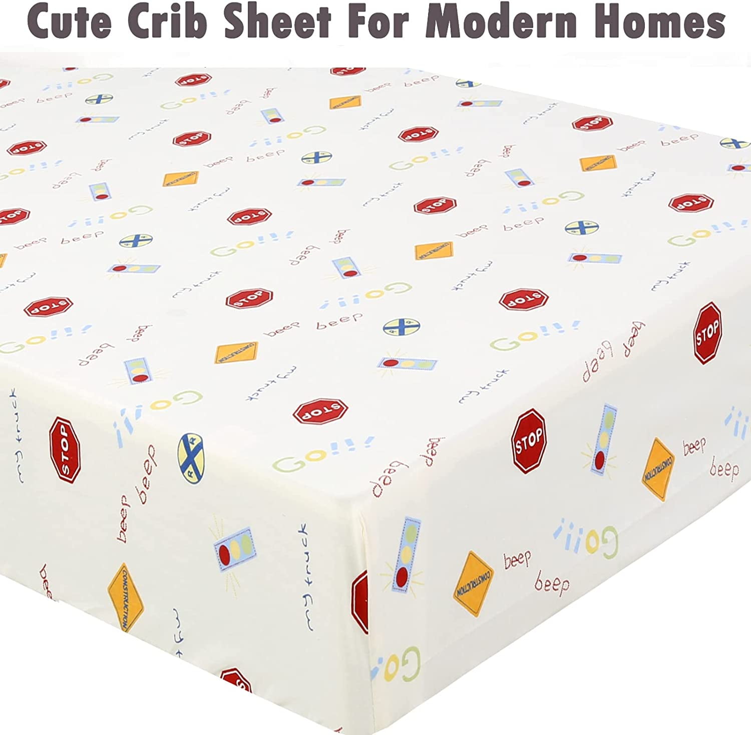 Danica 100% Cotton Fitted Baby Crib Sheet 3 Pack for baby Boys Girls |Standard Crib And Toddler Mattress Sheets | 28x52 Inch (3PK, Transportation)