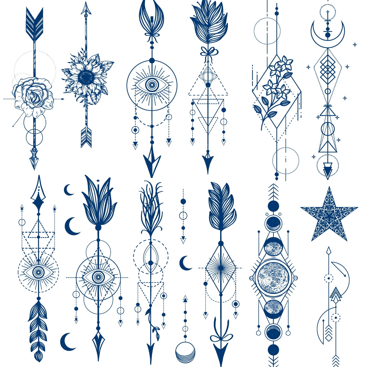 Arrow Semi Permanent Tattoos, 6Sheet Fake Cupid's Target Fake