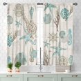 thumbnail image 3 of Nautcial Starifish Window Curtains, Beach Theme Coastal Seashell Starfish Blue Coral Rod Pocket Drapes for Bedroom Living Room Kids Room Bathroom Kitchen Window Treatments 2 Panel Sets, 55x39 Inch, 3 of 4